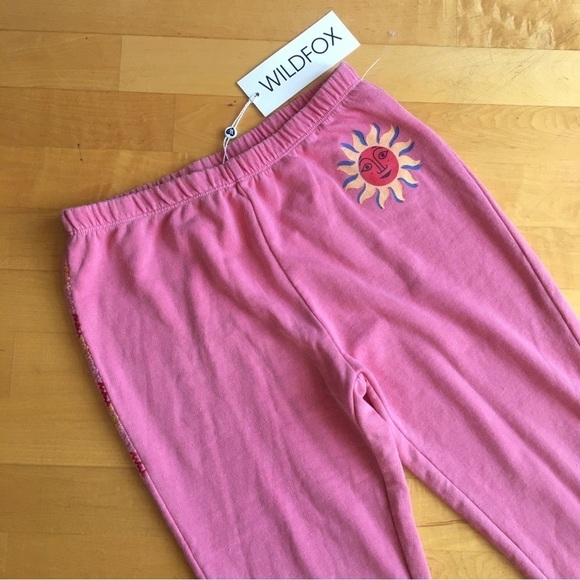 Wildfox Pants - Wildfox “Del Sol Knox Pant” Sunshine Joggers, Bubblegum Pink, Yellow, Size XS